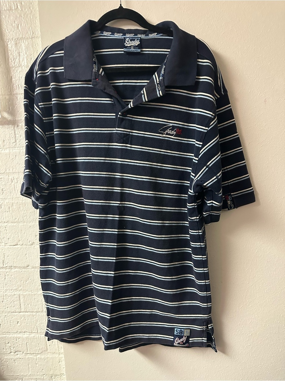 Striped Navy Polo Shirt by Shady Ltd